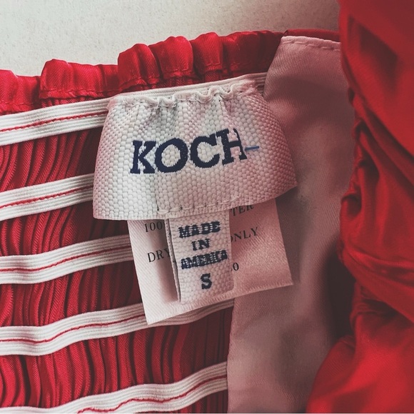 KOCH Logan Puff Sleeve Crop Top in Flame Red Game Day Poof Small Blouse - Picture 6 of 6